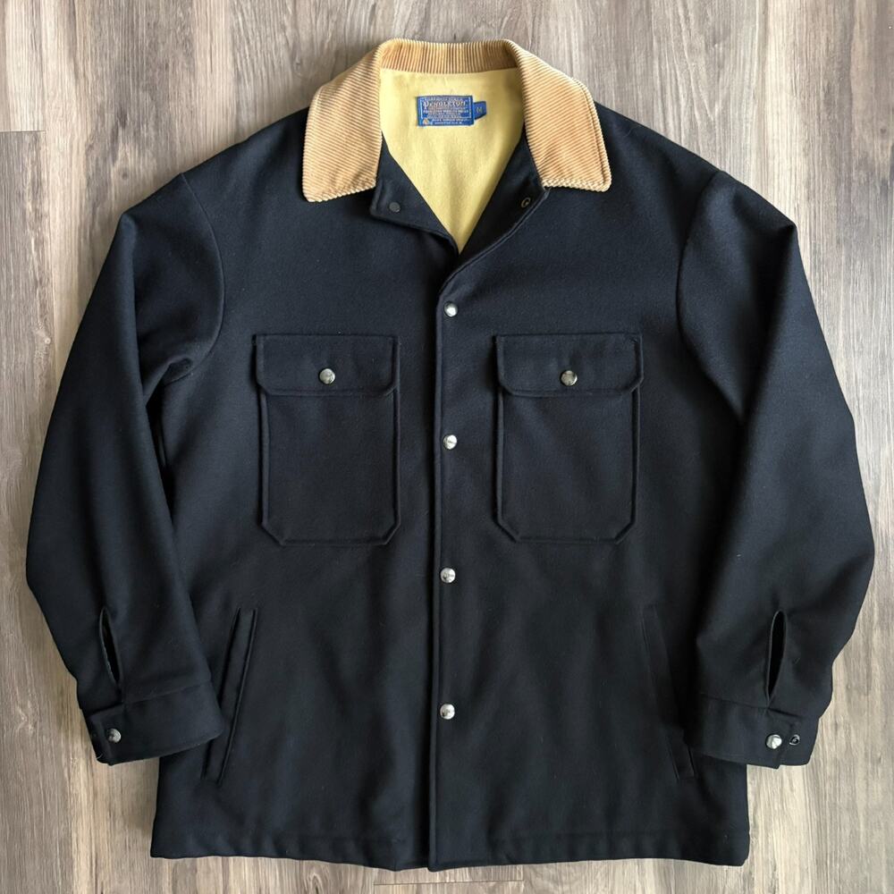 Vintage Pendleton Wool Field Cruiser Jacket Men's Size M Black Corduroy Collar